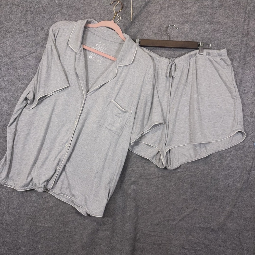 State of Day Pajama Short Set Women XXL Gray Modal Pocket Stretch Super Soft